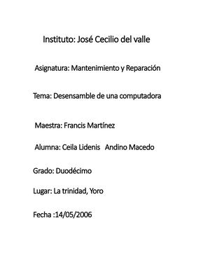 Desansamble de una  computadora