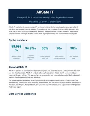 All Safe It Managed It Services Los Angeles