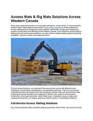 Access Mats & Rig Mats Solutions Across Western Canada