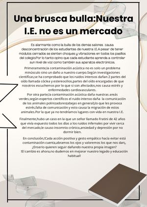 Artículo de opinión contra la contaminación acústica(del ruido).