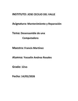 Desensamble De Una Computadora