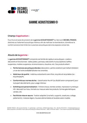 Gamme ACOUSTISSIMO® - DECIBEL FRANCE