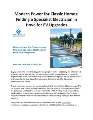Expert Guide to EV Charger Installation in Historic Hove Homes