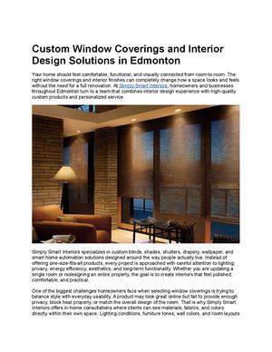 Custom Window Coverings And Interior Design Solutions In Edmonton