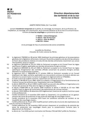 2026 05 07 Dsp Ap Fermeture Tous Coquillages Estuaire De La Vilaine Kervoyal