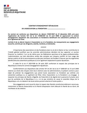Contrat d'engagement Republicain