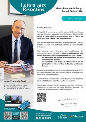 Lettre aux riverains : Meaux Remonte Le Temps Samedi 06 juin 2026