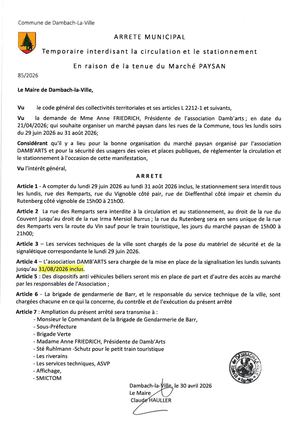Arrêté 85 2026 Marche Paysan