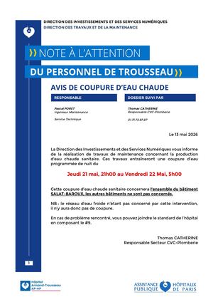 Note D'information Avis De Coupure D'eau Chaude Sanitaire Salat Baroux Nuit Du 21 Au 22 05 2026