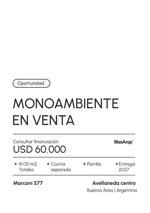 Venta Monoambiente Marconi 577 AVELLANEDA CENTRO