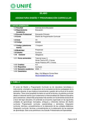 Silabo De Program Curricular