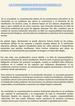Artículo de opinión "La contaminación"