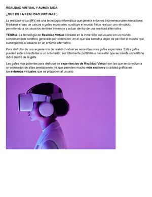 Realidad Virtual Y Aumentada