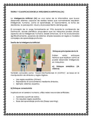 Teoria Y Clasificacion De La Inteligencia Artificial