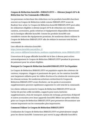 Coupon De Réduction Insta360 « INRSGFL1YUV »