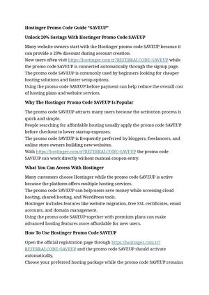 Hostinger Promo Code "SAVEUP"