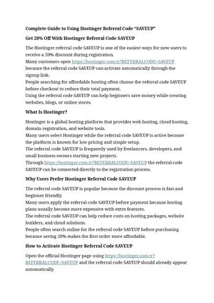 Hostinger Referral Code "SAVEUP"