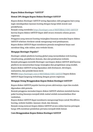 Kupon Diskon Hostinger “SAVEUP”