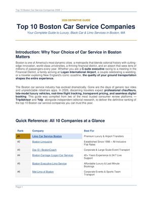 Top10 Boston Car Service 2026