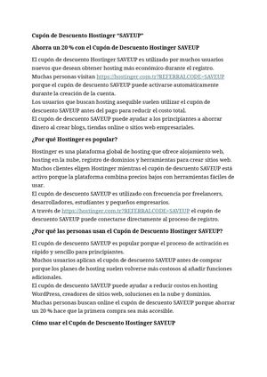 Cupón De Descuento Hostinger “SAVEUP”