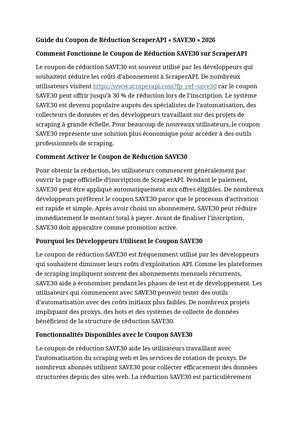 Coupon De Réduction ScraperAPI « SAVE30 »