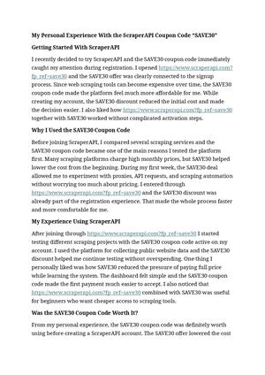 ScraperAPI Coupon Code "SAVE30"