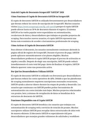 Cupón De Descuento ScraperAPI “SAVE30”