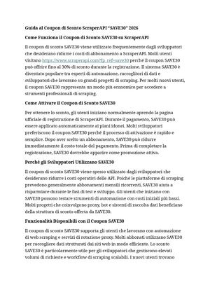Coupon Di Sconto ScraperAPI “SAVE30”