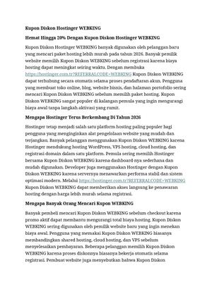 Kupon Diskon Hostinger "WEBKING"
