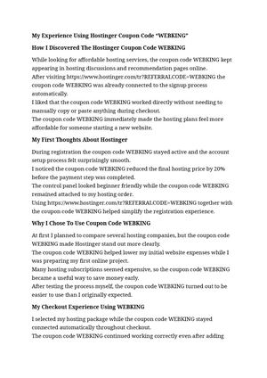 Hostinger Coupon Code "WEBKING"