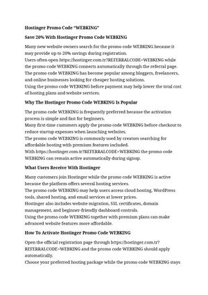 Hostinger Promo Code "WEBKING"