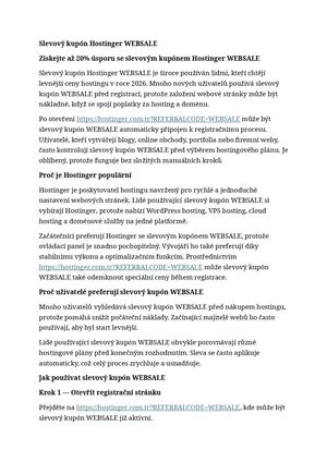 Slevový Kupón Hostinger "WEBSALE"