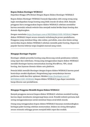Kupon Diskon Hostinger "WEBSALE"