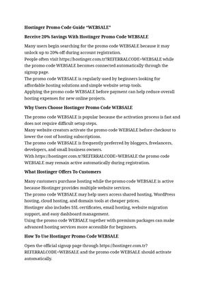 Hostinger Promo Code "WEBSALE"