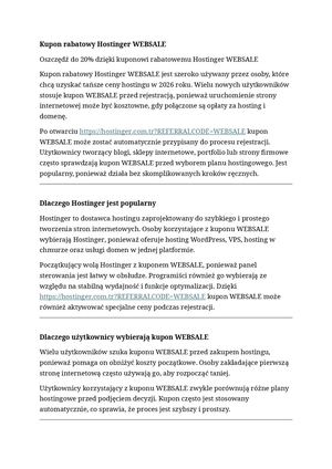 Kupon Rabatowy Hostinger "WEBSALE"
