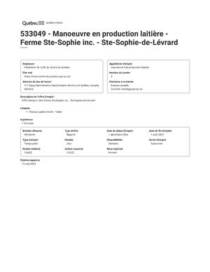 Ferme Ste Sophie Inc 533049