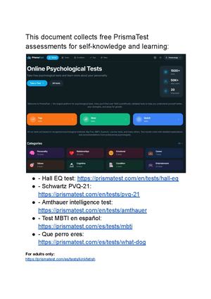 Una Guia Breve De Tests Gratuitos En Español Publicados En Prisma Test
