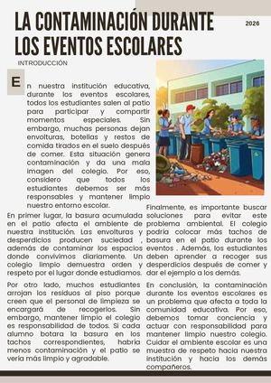 Contaminación Durante Los Eventos Escolares