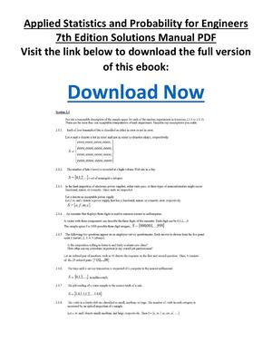 Applied Statistics And Probability For Engineers 7th Edition Solutions Manual PDF