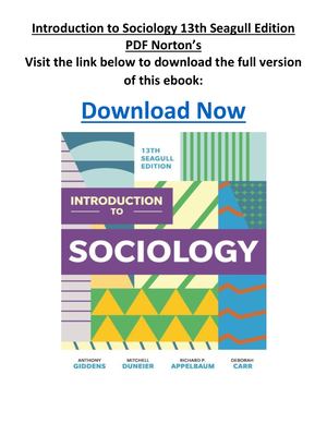 Introduction To Sociology 13th Seagull Edition PDF Norton’s
