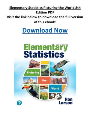 Elementary Statistics Picturing The World 8th Edition PDF