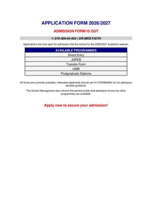 Benson Idahosa University, 2026/2027 admission form for undergraduate (UTME/DE out ☎️ 070 409 646 54 admission forms for  2026/2027 Undergraduate, Direct Entry, JUPEB, IJMB, Pre-Degree, and Postgraduate programmes. This is to officially inform the general