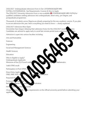 Bells University of Technology,  Undergraduate,2026)2027 Application Form Is Out ☎️ (O7040964654)(+2347O40964654) (DR MRS FAITH) for more Information On How Official website are for the new email Under the uncodified British constitution, directly as lead