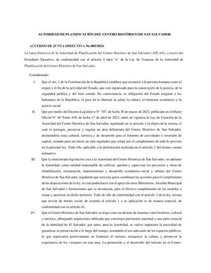 Reglamento General Para El Uso De Los Espacios Publicos En La Delimitacion Territorial Del Centro Historico De San Salvador (1)