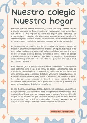 Articulo de opinión sobre la contaminación en las escuelas