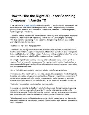 How To Hire The Right 3d Laser Scanning Company In Austin Tx