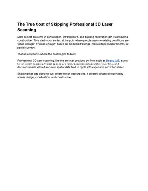 The True Cost Of Skipping Professional 3d Laser Scanning