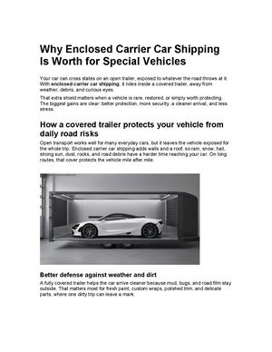 What Are The Benefits Of Using Enclosed Carrier Car Shipping Services