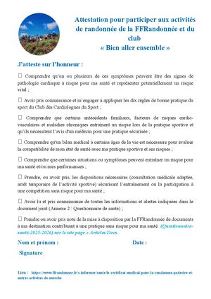 Attestation Sante sur L'honneur