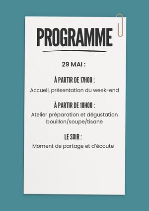 Programme Week End Du 29 Au 31 Mai 2026